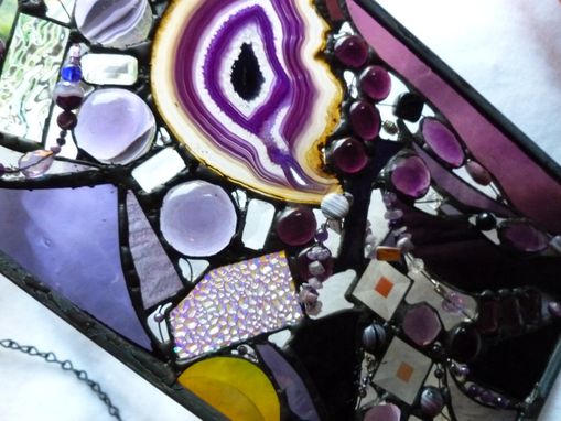 Custom Made Amethyst-Themed Abstract Stained Glass Panel
