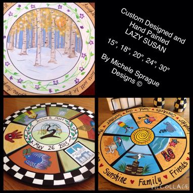 Custom Made Custom Designed And Hand Painted Wood Lazy Susan