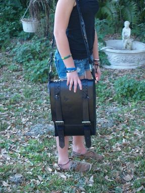 Custom Made Messenger Bag Black And Blue With Butterfly's