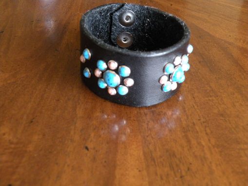 Custom Made Turquoise And Coral "Bling" Wristband