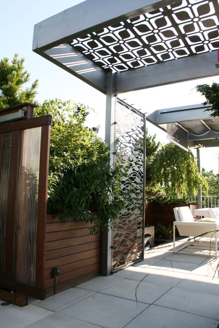 Handmade Chicago Custom Pergola Steel Screen Sun Shade by Aesthetic