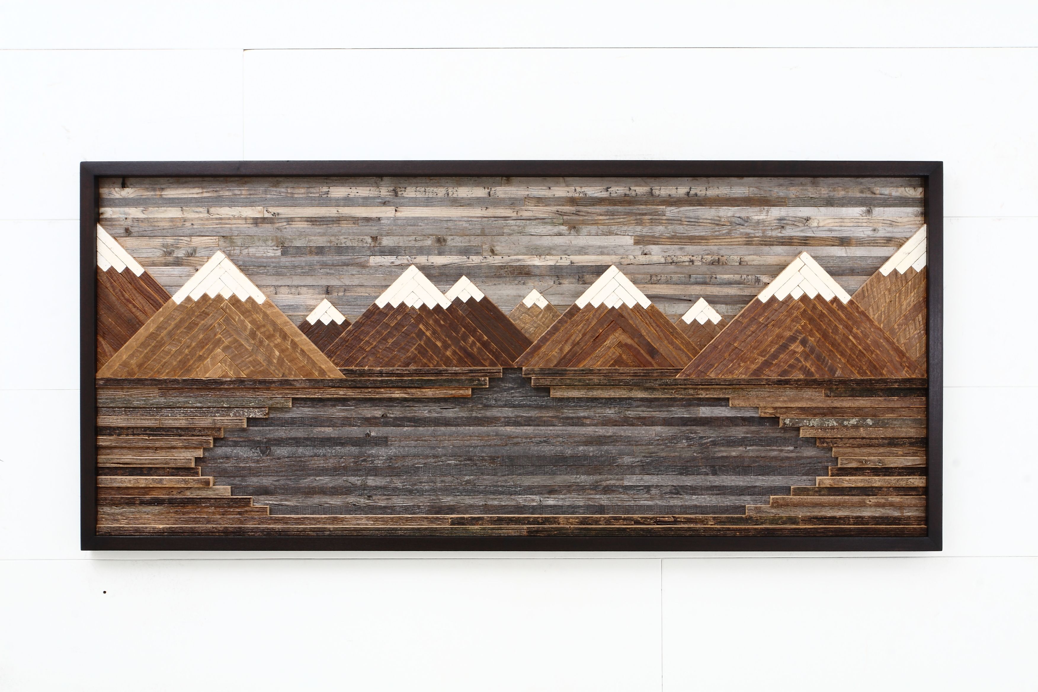 Custom Made Wood Wall Art Mountain Landscape 48 by 