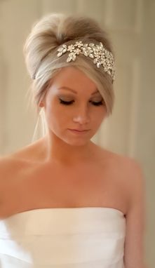 Custom Made Floral Rhinestone Tulle Bridal Headpiece