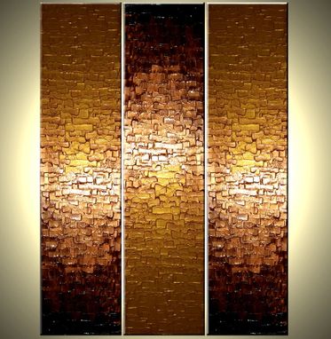 Custom Made Original Large Textured Painting Contemporary Gold Metallic Abstract Impasto Palette Knife - 36x48