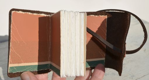 Custom Made Leather Bound Journal Louisiana Handmade Mini Pocket Diary Silkscreen Art Book