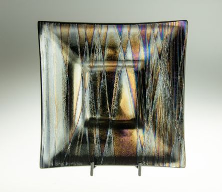 Custom Made Iridescent Glass Serving Plate 12 X 12