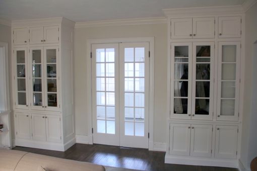 Custom Made Double French Doors And Matching Built-Ins