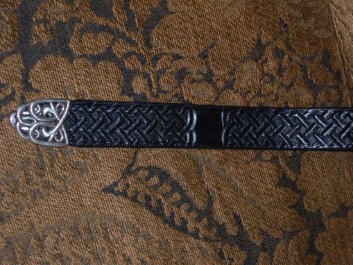 Custom Made Celtic Belt And Buckle With Silver Conchos, Hand Tooled, Hand Made