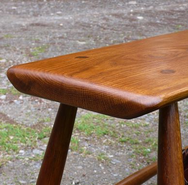 Custom Made Live Oak Bench - With Live Edge - Dining Table Bench For 2 People