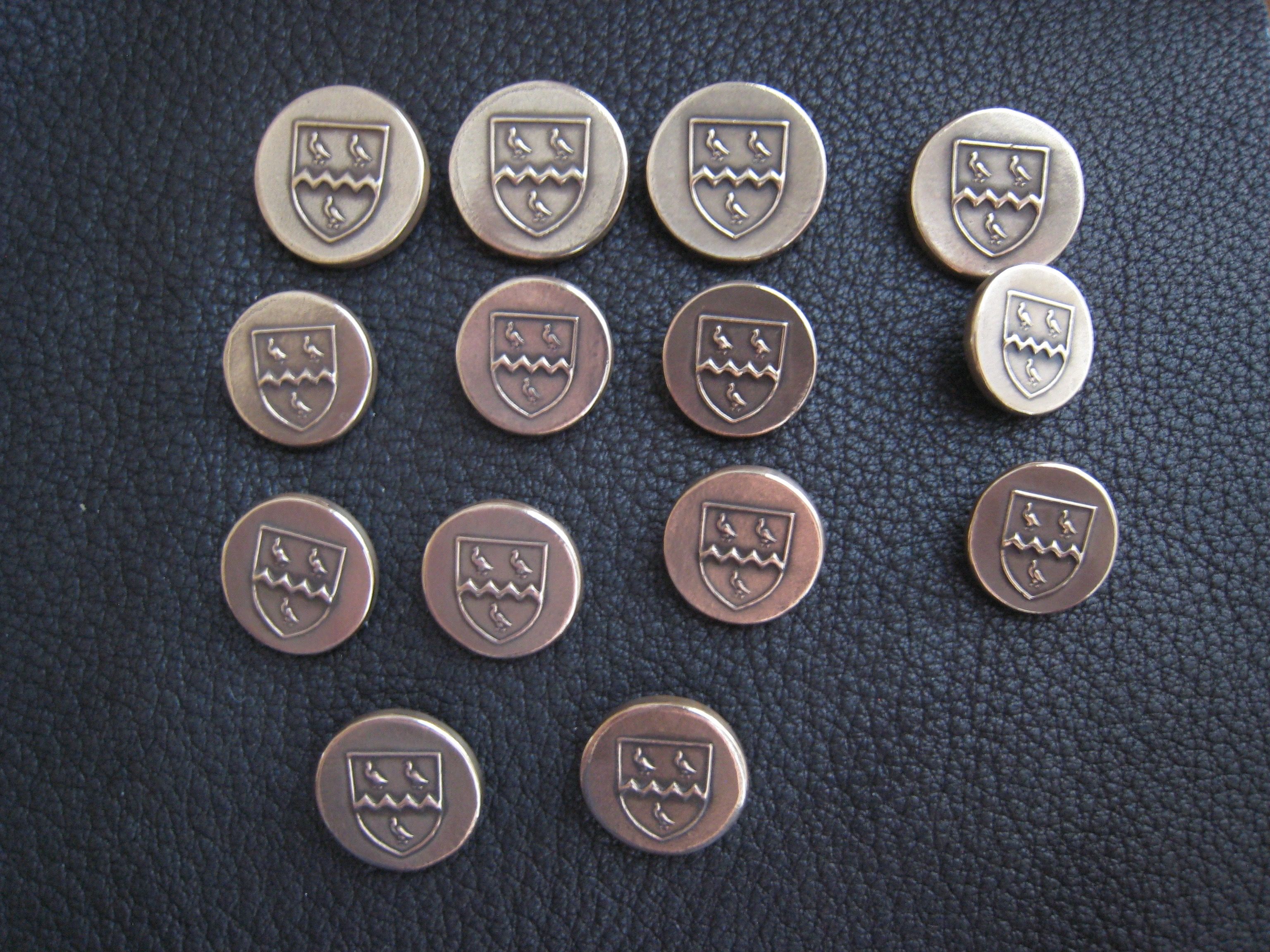Custom Bronze Blazer Buttons With Family Crest Or Coat Of Arms by