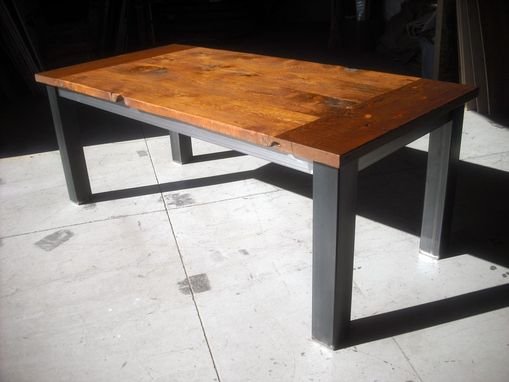 Custom Made Salvaged Fir Farm Table With Metal Legs