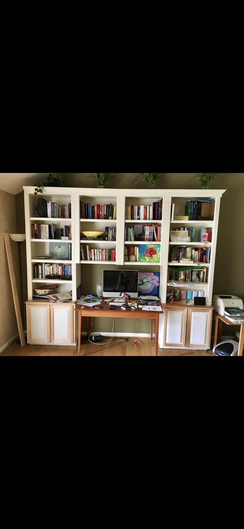 Custom Made 10' Wall Shelving With Base Cabinets by The ...