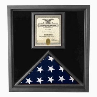 Custom Made Flag And Certificate Case - Black Frame, American Made