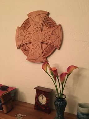 Custom Made Celtic Cross Carved Wood Art Piece