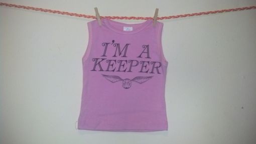 Custom Made Harry Potter Inspired I'M A Keeper And Golden Snitch Sleevless Summer Shirt, Pink 6-9 Months