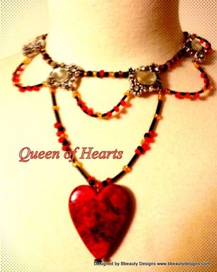 Custom Made Queen Of Hearts Inspired Heart Necklace Choker In Gold Red Black Custom