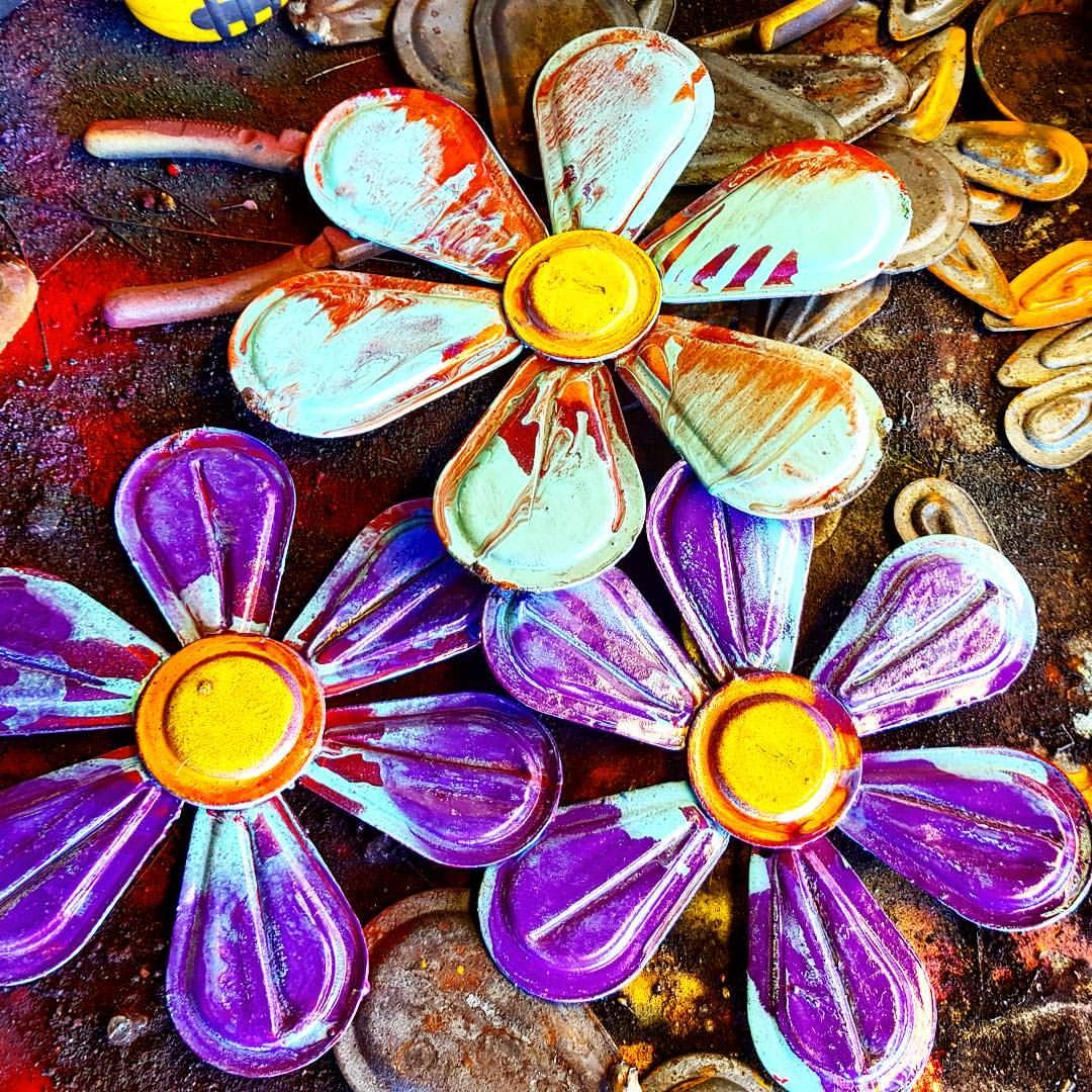 Hand Crafted Metal Flower Pot Garden Decor by Metal Art at Recycled