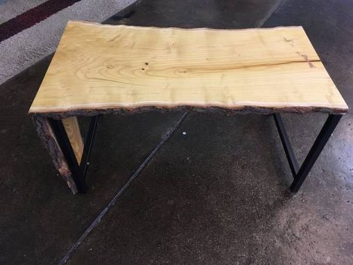 Custom Made Mulberry Waterfall Edge Coffee Table With Steel Legs
