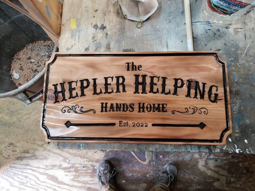 Custom Made Personalized Routed Western Style House Sign