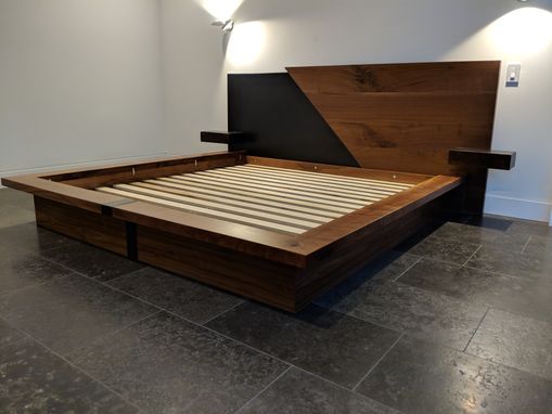 Custom Made Walnut And Steel Bed