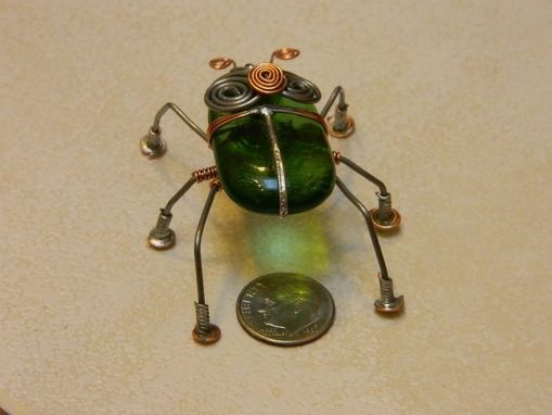 Custom Made Recycled Glass And Wire Beetle
