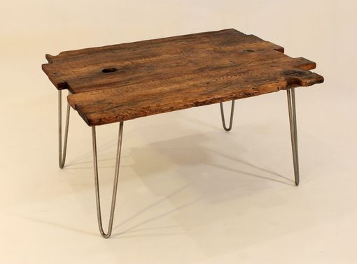 Custom Made Antique Oak Coffee Table With Hairpin Legs