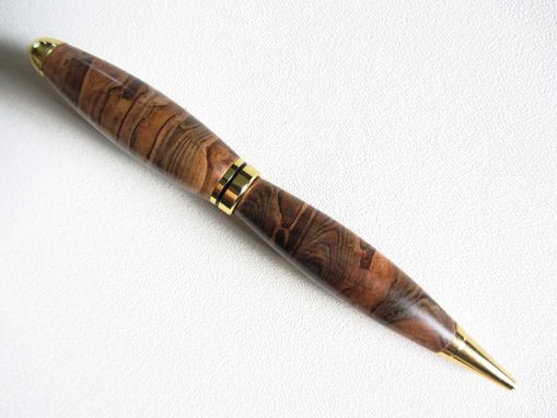 Custom Made Wooden Writing Pen - Europen Style - Gold Ball Top Twist Pen - Ambrosia Maple