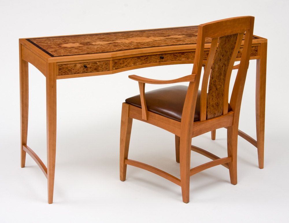 Handmade Cherry And Carpathian Elm Desk Writing Desk And Chair by Ct ...