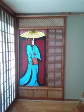 Custom Made Shoji Screen With Geisha