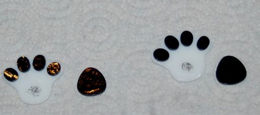 Custom Made Custom Fused Glass Memorial Paw Print Pendant With Ashes