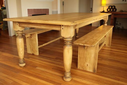 Custom Made Farm  Table  W Hand Turned  Legs  by Farmhouse  