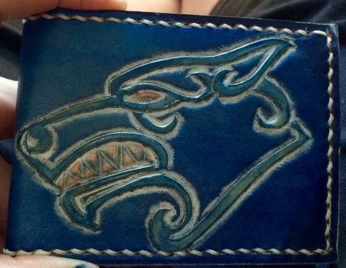 Custom Made Viking Celtic Tooled Leather Wolf Card Wallet