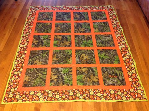 Custom Made Custom Camo Outdoor Window Pane Style Scenic Quilt