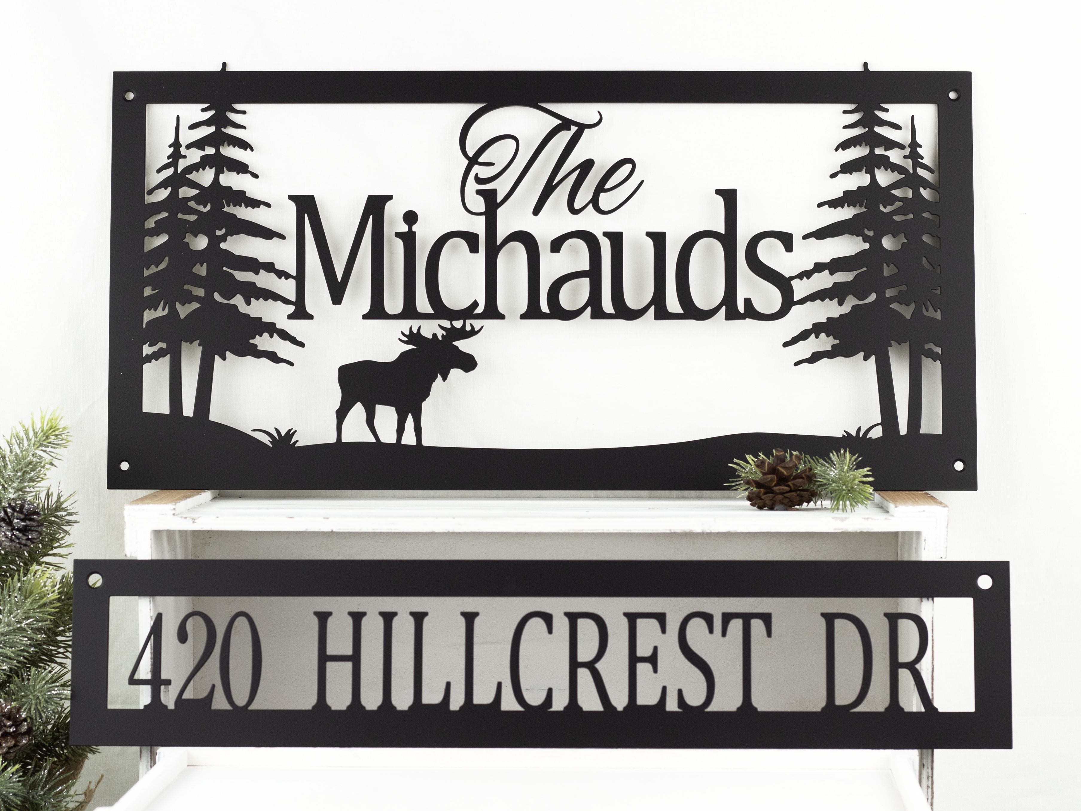 Moose Metal Home ADDRESS PLAQUE  Wall Decor  House Sign 