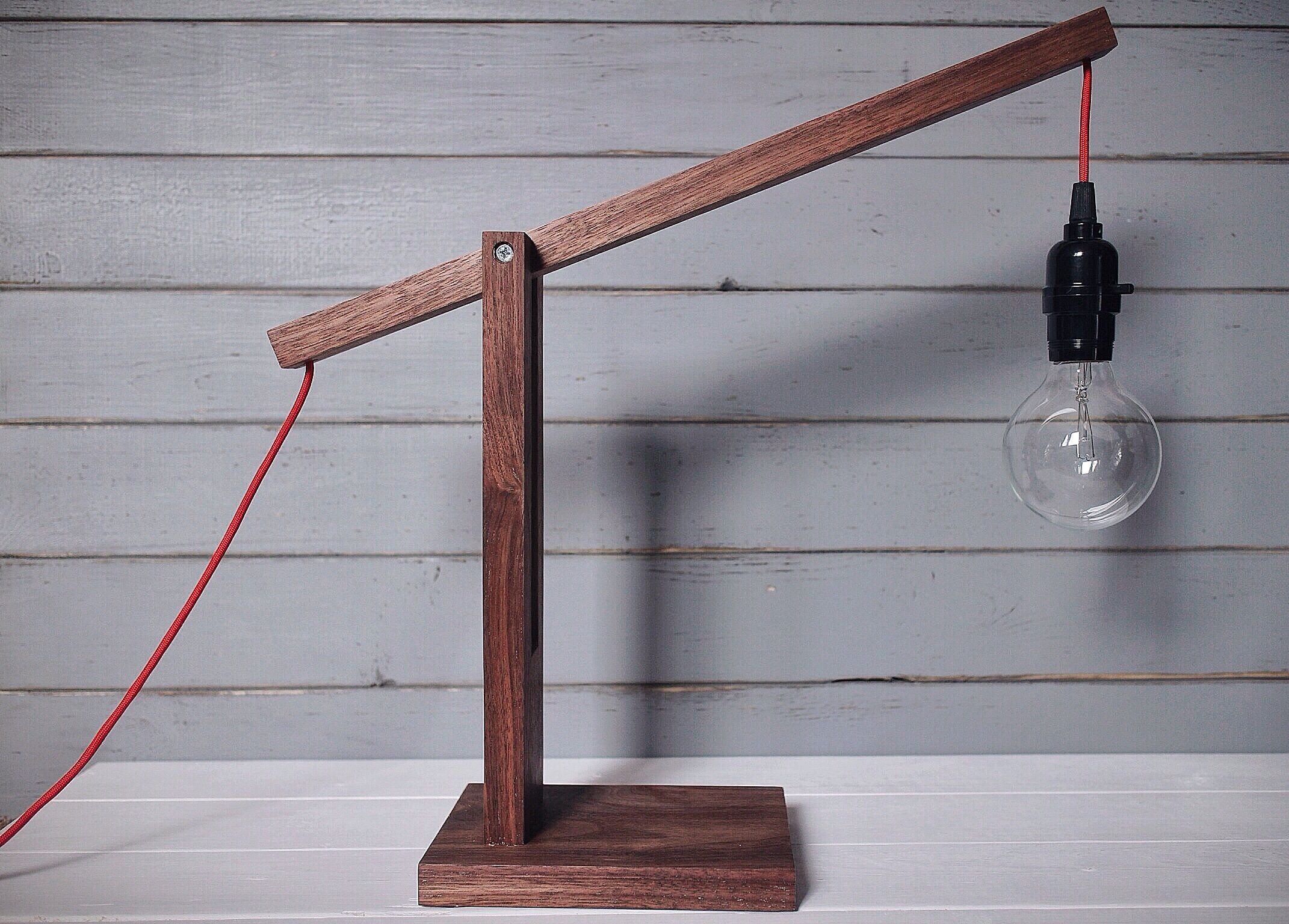 Buy Custom Made Modern Walnut Desk Lamp, made to order from Emory