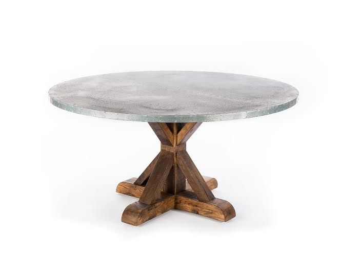 Buy Custom Made Zinc Table Zinc Dining Table - Round French Trestle