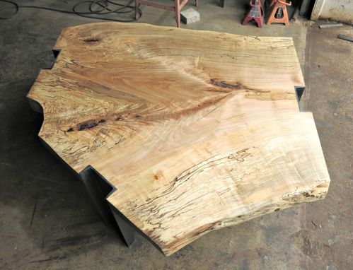 Custom Made Spalted Maple And Steel Coffee Table