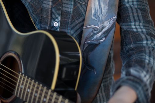 Custom Made Custom Eco-Friendly Leather Painted Guitar Strap