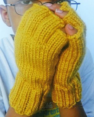 Custom Made Ergonomically Correct Half Fingered Mitts / Fingerless Gloves - In Mustard / Fall Winter Fashion