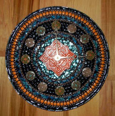 Custom Made Turquoise, Black & Blue Celtic Mosaic Clock