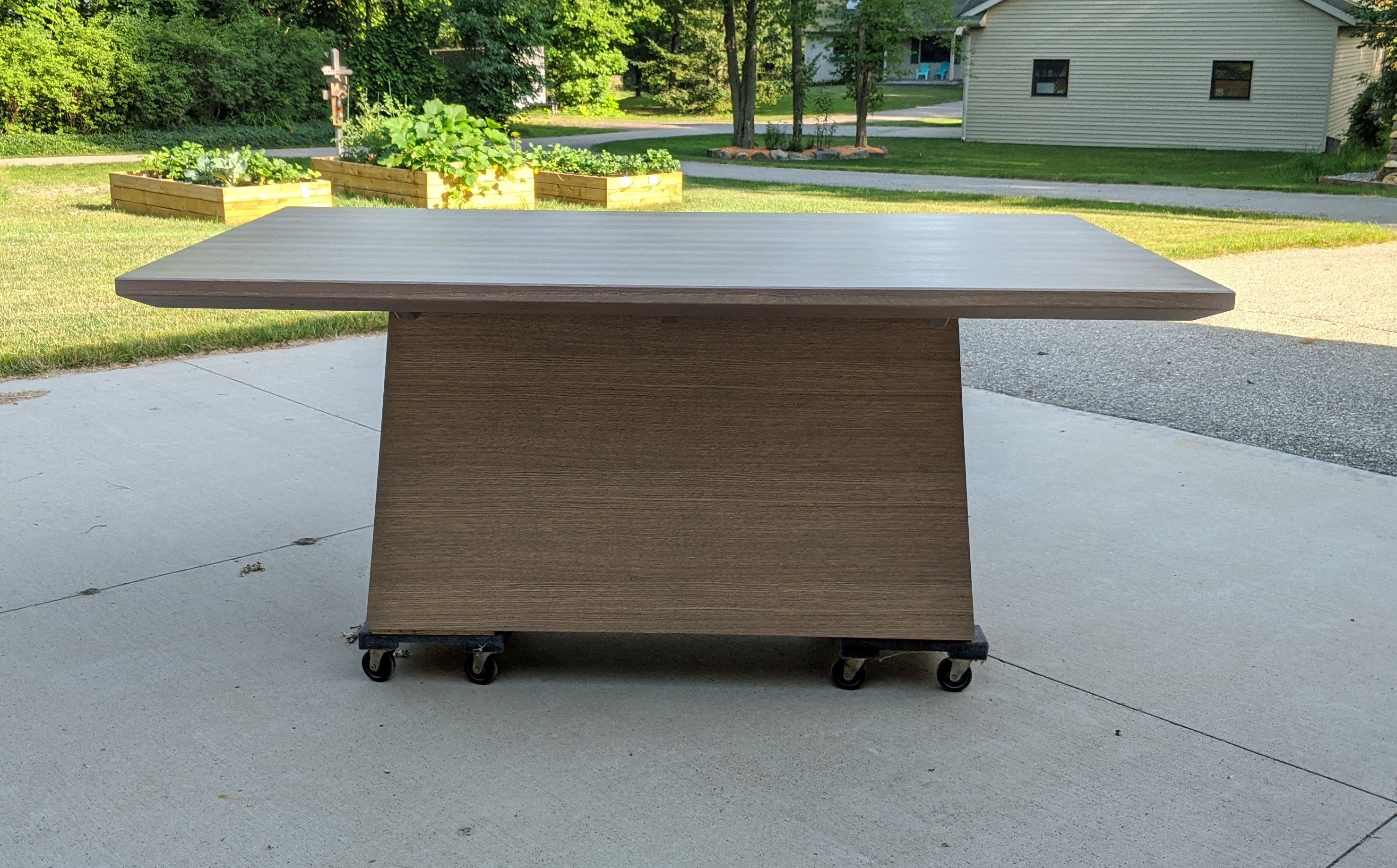 Hand Crafted Modern White Oak Dining Table by Glessboards