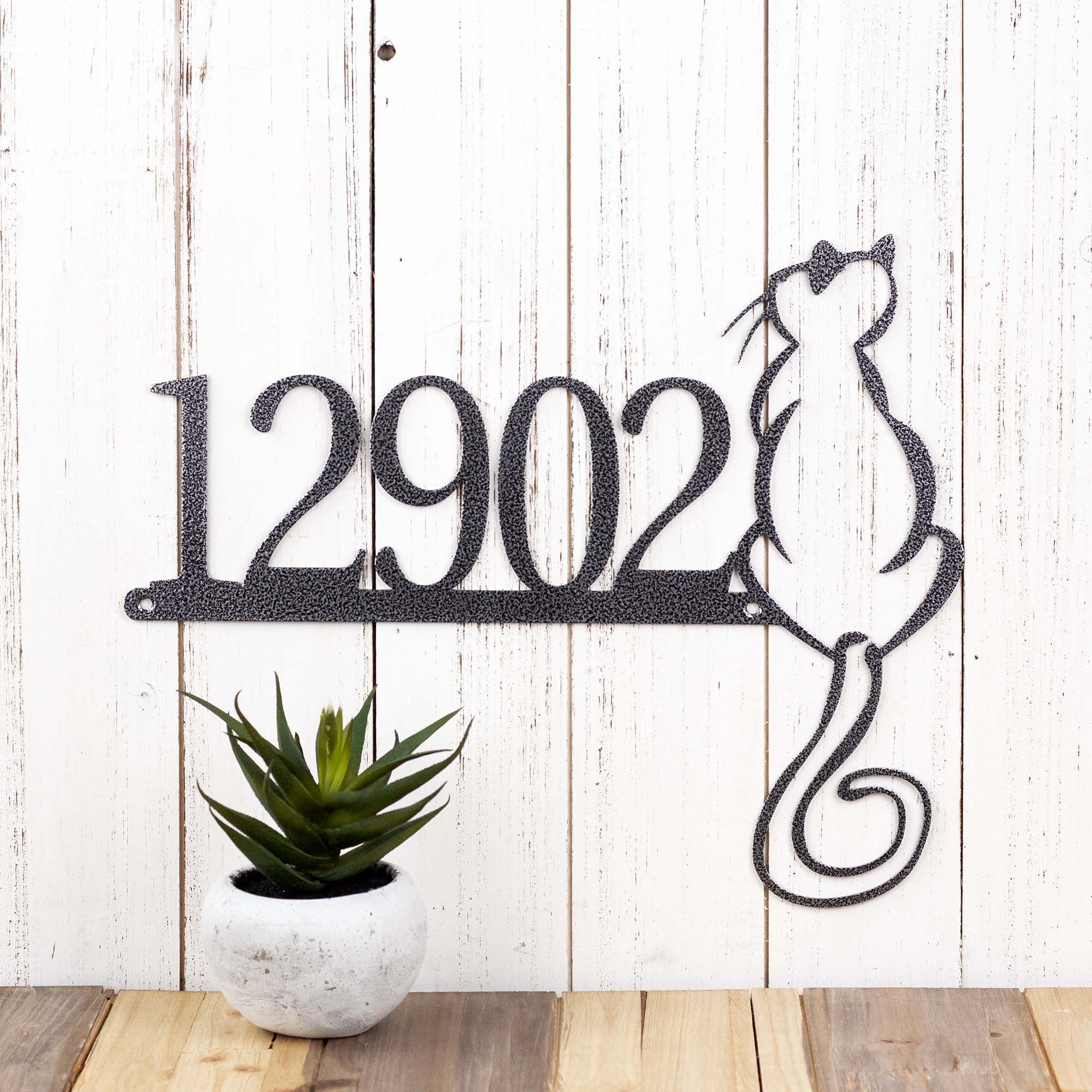 Buy Hand Made Cat House Number Metal Sign, Address Sign, Custom Sign