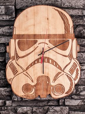 Custom Made Stormtrooper Laser-Cut Wooden Clock