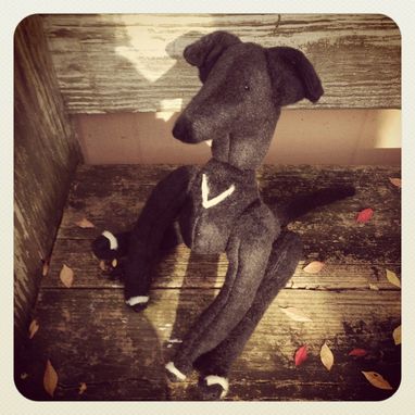 Custom Made Jointed Dog Greyhound /Fur Made From Recycled Bottles /Vintage Style /Hand Stitched Details