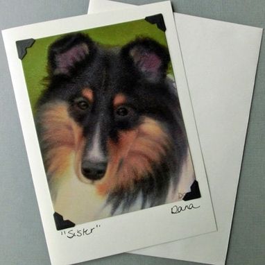 Custom Made Sheltie Art Card - Sheltie Dog Postcard Greeting Card Combination - Agility Dog