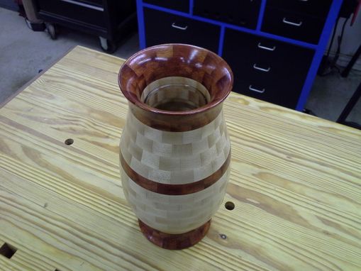 Custom Made Woodturned Segmented Wood Vase