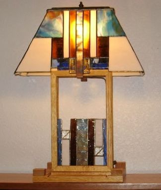 Custom Made Prairie Style Stained Glass Lamp For Home Or Office Decor