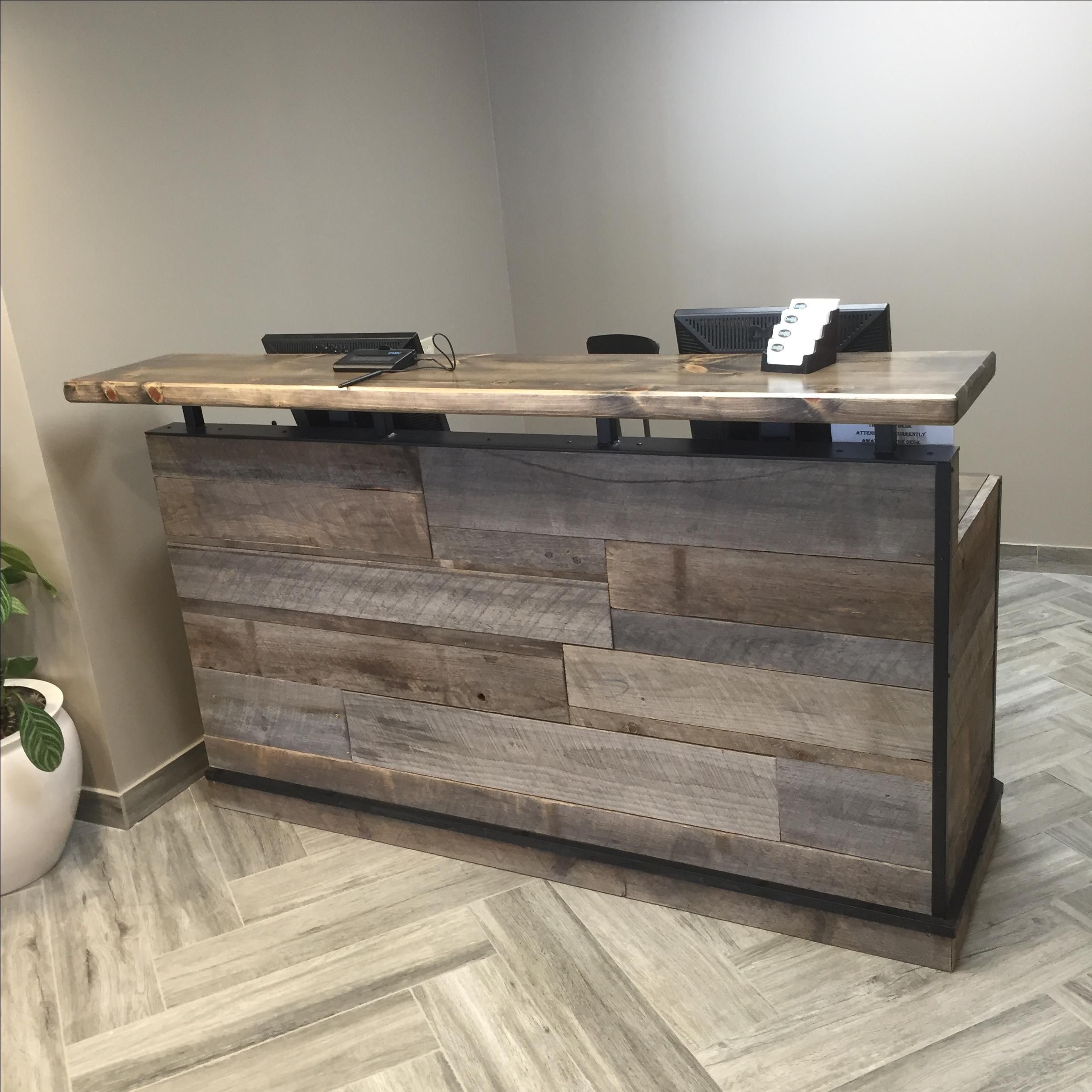 Buy a Hand Crafted Barn Wood Reception Desk / Front Counter / Hostess ...