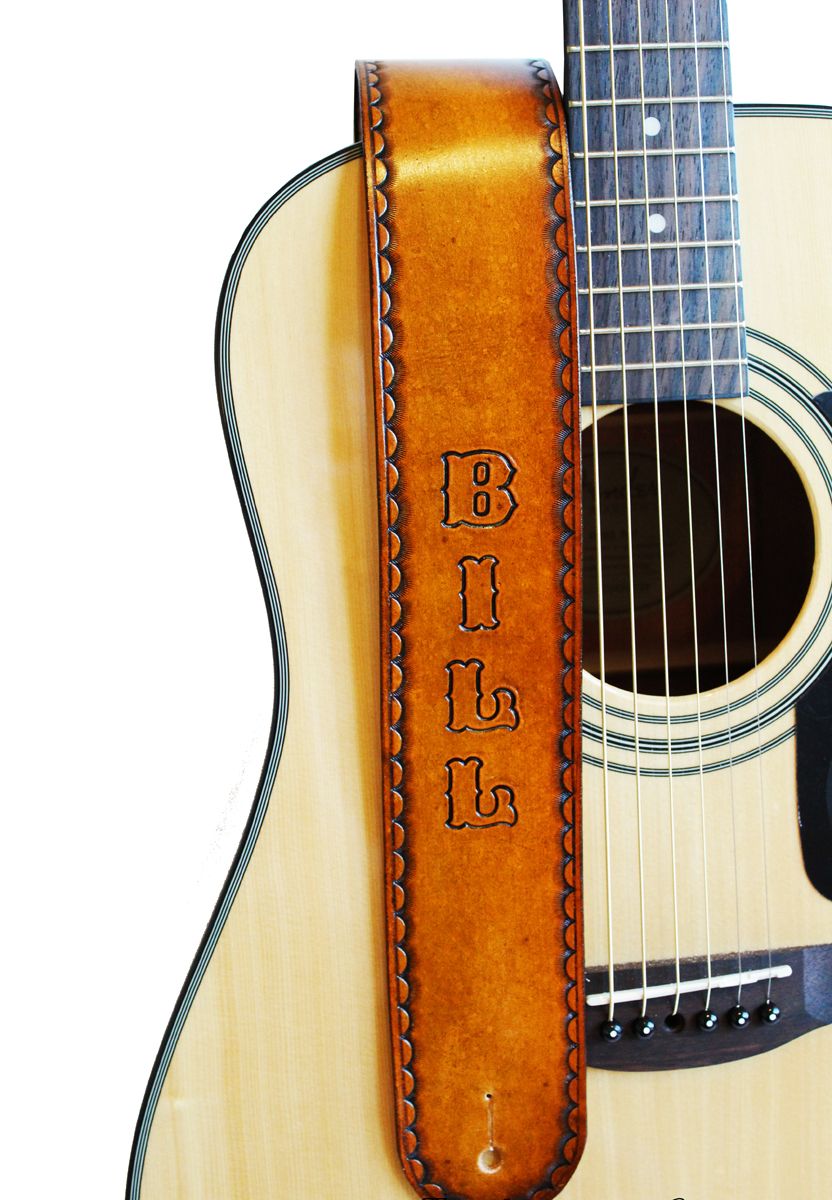 Buy Hand Crafted Custom Tan Leather Guitar Strap, made to order from