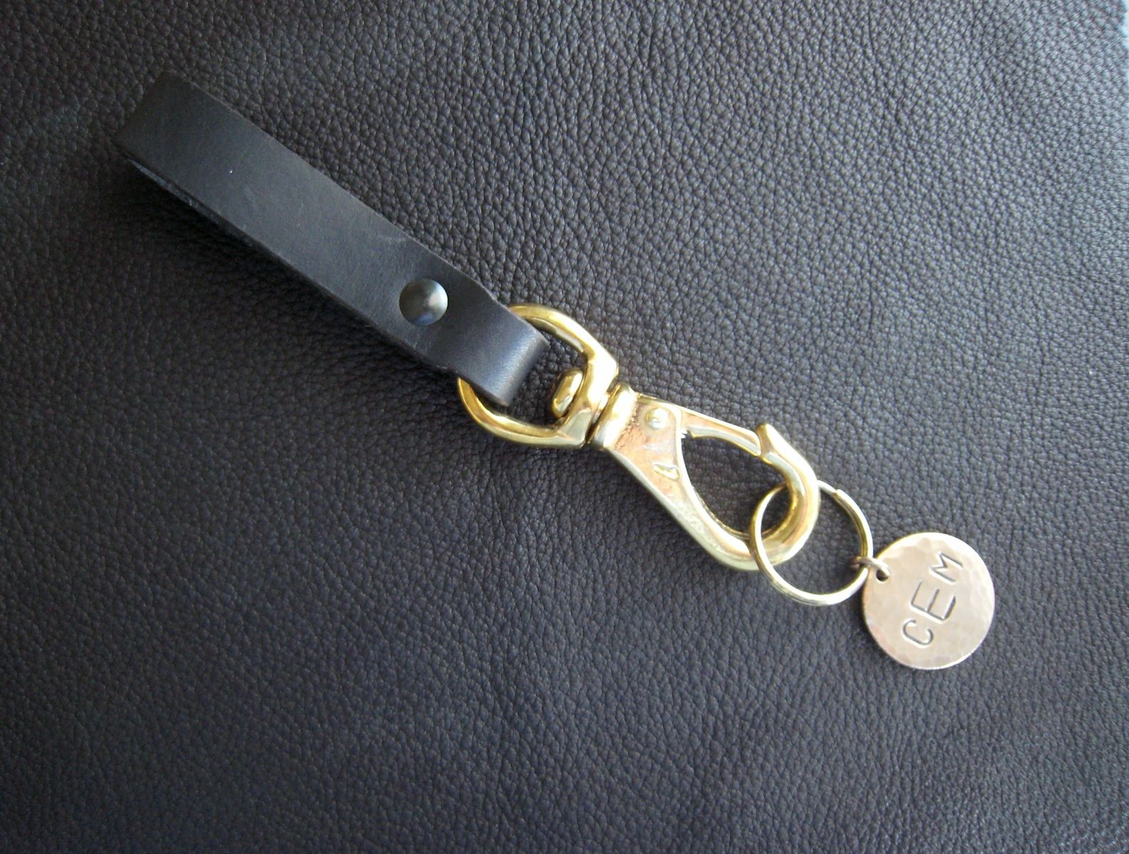 Buy Custom Solid Bronze Keychain Key Fob With Leather Belt Strap And ...